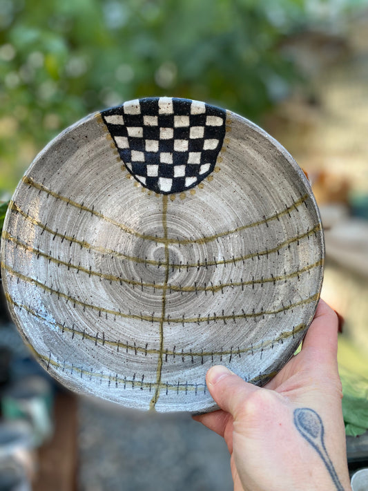 Gingham Flower Platter