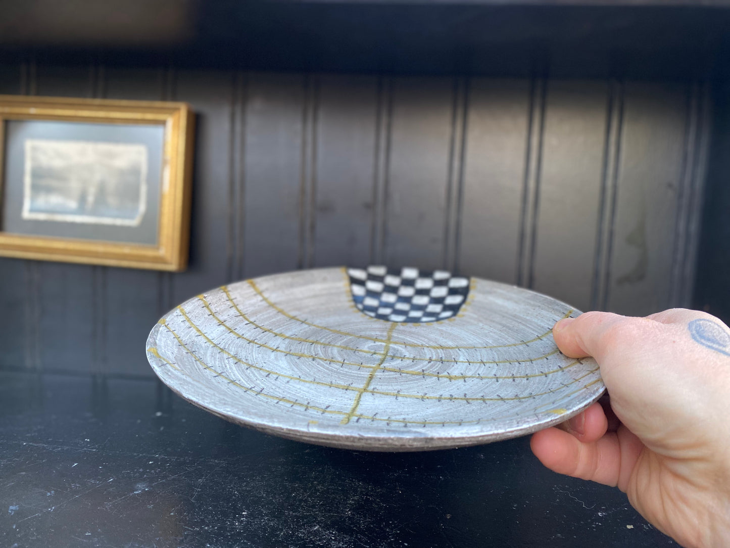 Gingham Flower Platter